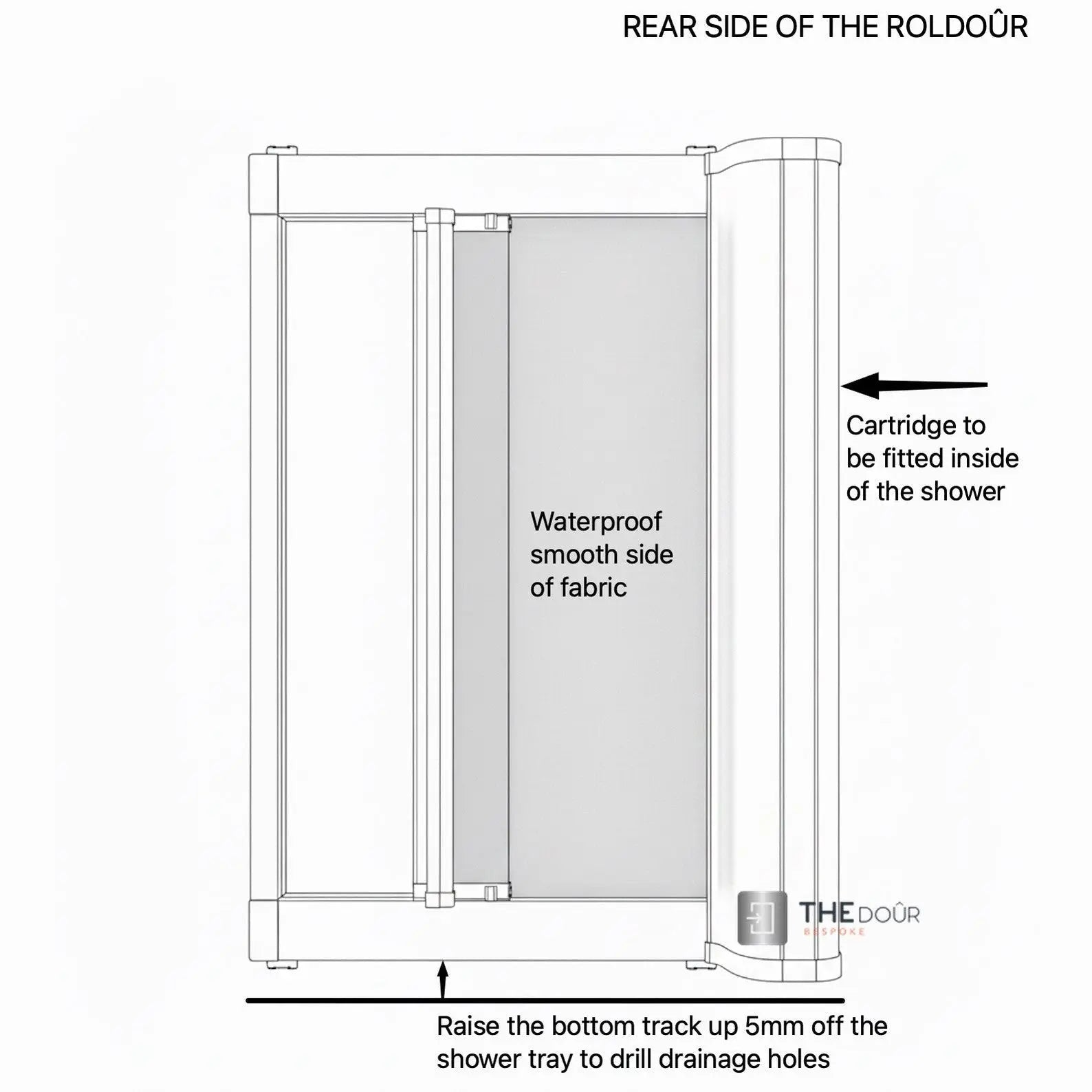 ROLdour Campervan / RV Shower Door PRE MADE 1750mm Tall x 1000mm Self Cut Width THEdoûr Bespoke