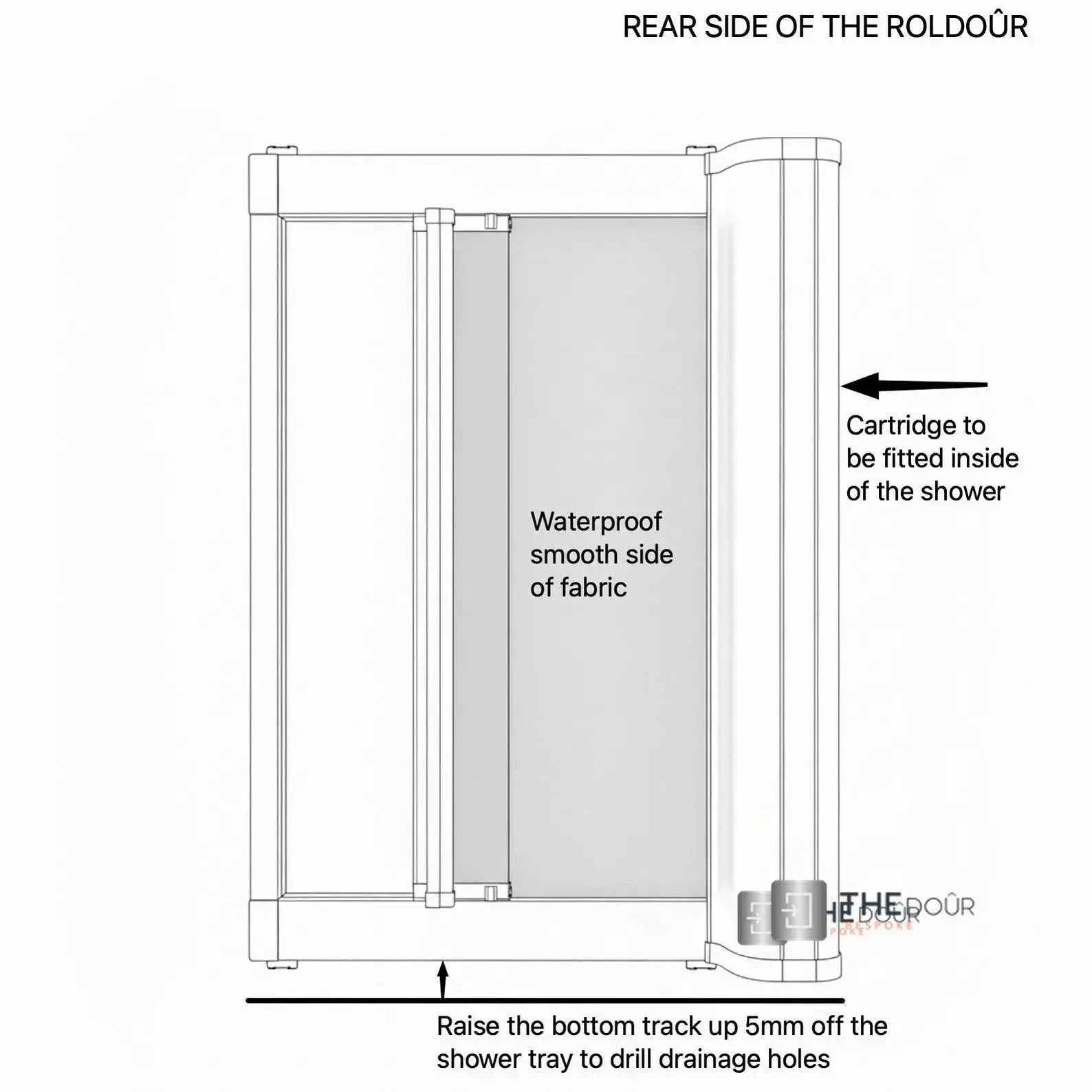ROLdour Campervan / RV Shower Door PRE MADE 1800mm Tall x 1000mm Self Cut Width THEdoûr Bespoke