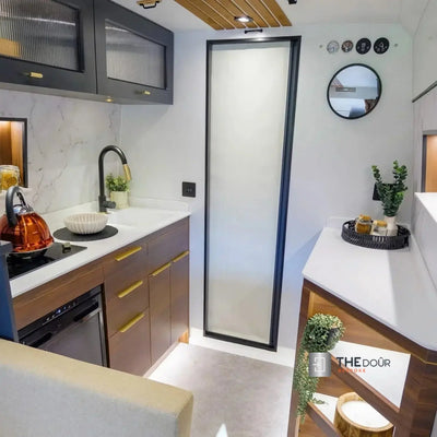 ROLdour Dark Grey Retractable Waterproof Campervan, RV Shower door kit Tambour Alternative THEdoûr Bespoke