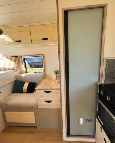 ROLdour Dark Grey Retractable Waterproof Campervan, RV Shower door kit Tambour Alternative THEdoûr Bespoke