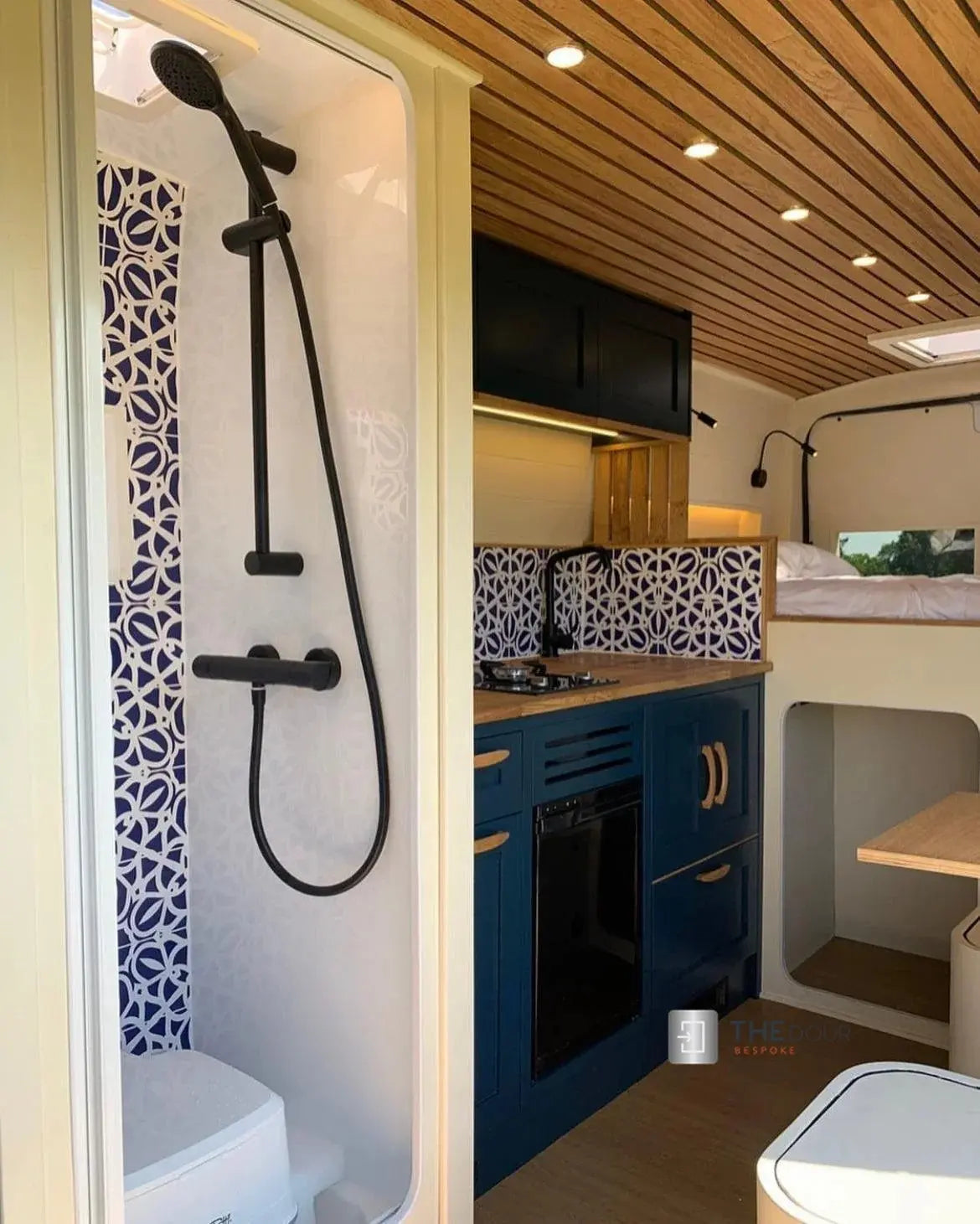 ROLdour White Campervan, RV Shower door kit, Retractable Waterproof, Space Saving THEdoûr Bespoke