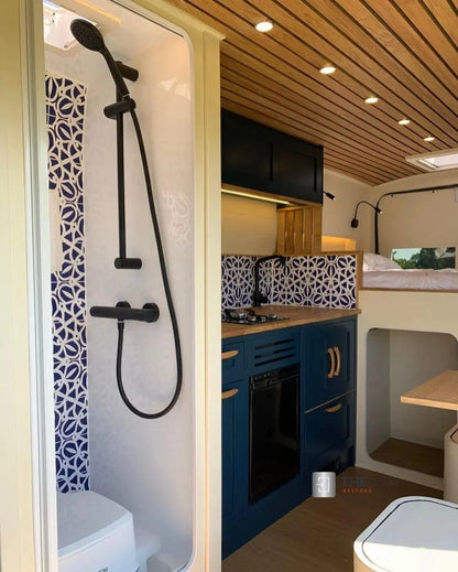 ROLdour White Campervan, RV Shower door kit, Retractable Waterproof, Space Saving THEdoûr Bespoke