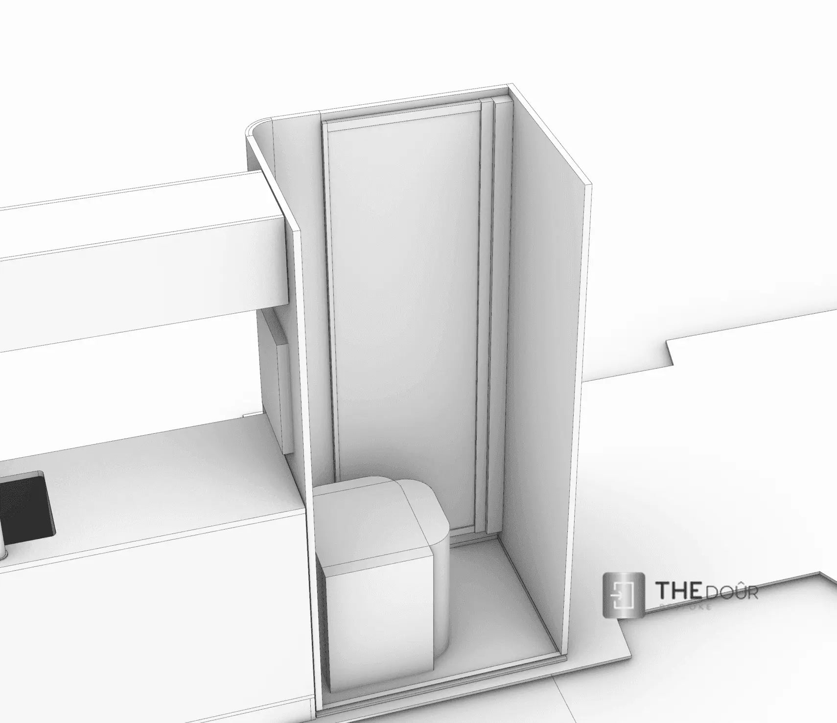 ROLdour – Maßanfertigung. Bestellen Sie jede Patronenlänge in mm bis max. 2000 mm x jede Schienenlänge in mm bis max. 1000 mm (Gesamtgröße bis zu den Außenkanten des Rahmens). THEdoûr Bespoke