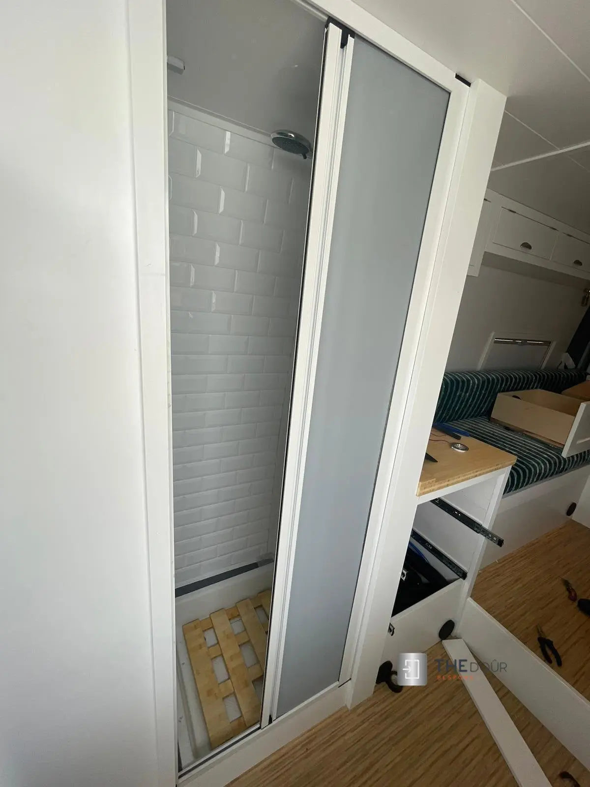 ROLdour Single Retractable door kit - Gloss Black frame-TAMdour-Dark grey,door,Drak grey,retractable dark grey door,ROLdour,shower,shower door