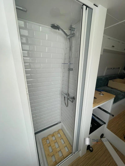 ROLdour Single Retractable door kit - Gloss Black frame-TAMdour-Dark grey,door,Drak grey,retractable dark grey door,ROLdour,shower,shower door
