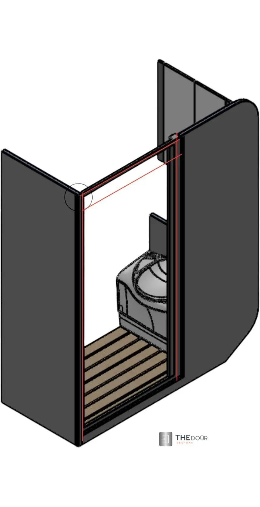 ROLdour – Maßanfertigung. Bestellen Sie jede Patronenlänge in mm bis max. 2000 mm x jede Schienenlänge in mm bis max. 1000 mm (Gesamtgröße bis zu den Außenkanten des Rahmens). THEdoûr Bespoke