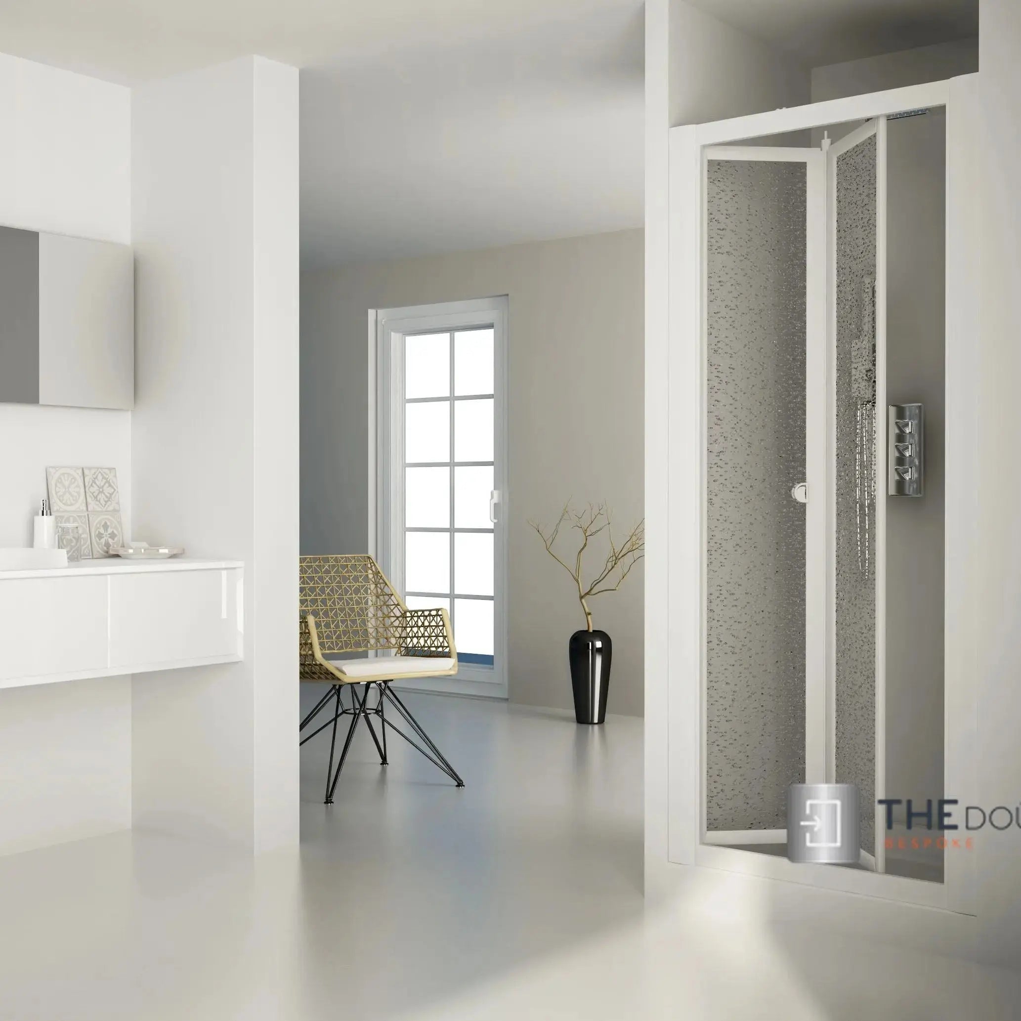 SAFEdour (ZERO Glass) Bi-Folding Safe Shower Door for Homes, Public Spaces, Campervans & Motorhomes THEdoûr Bespoke