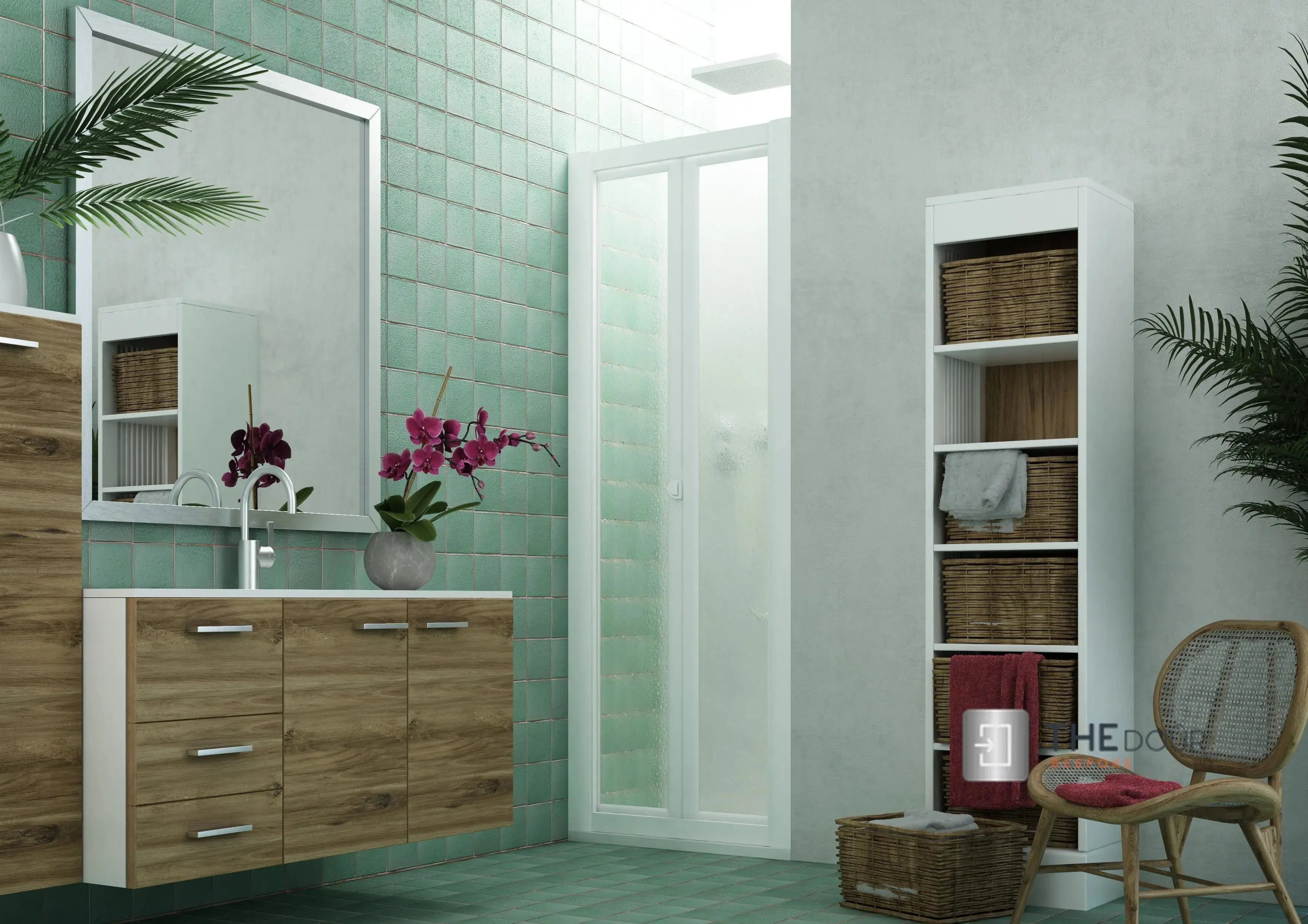 SAFEdour (ZERO Glass) Bi-Folding Safe Shower Door for Homes, Public Spaces, Campervans & Motorhomes THEdoûr Bespoke