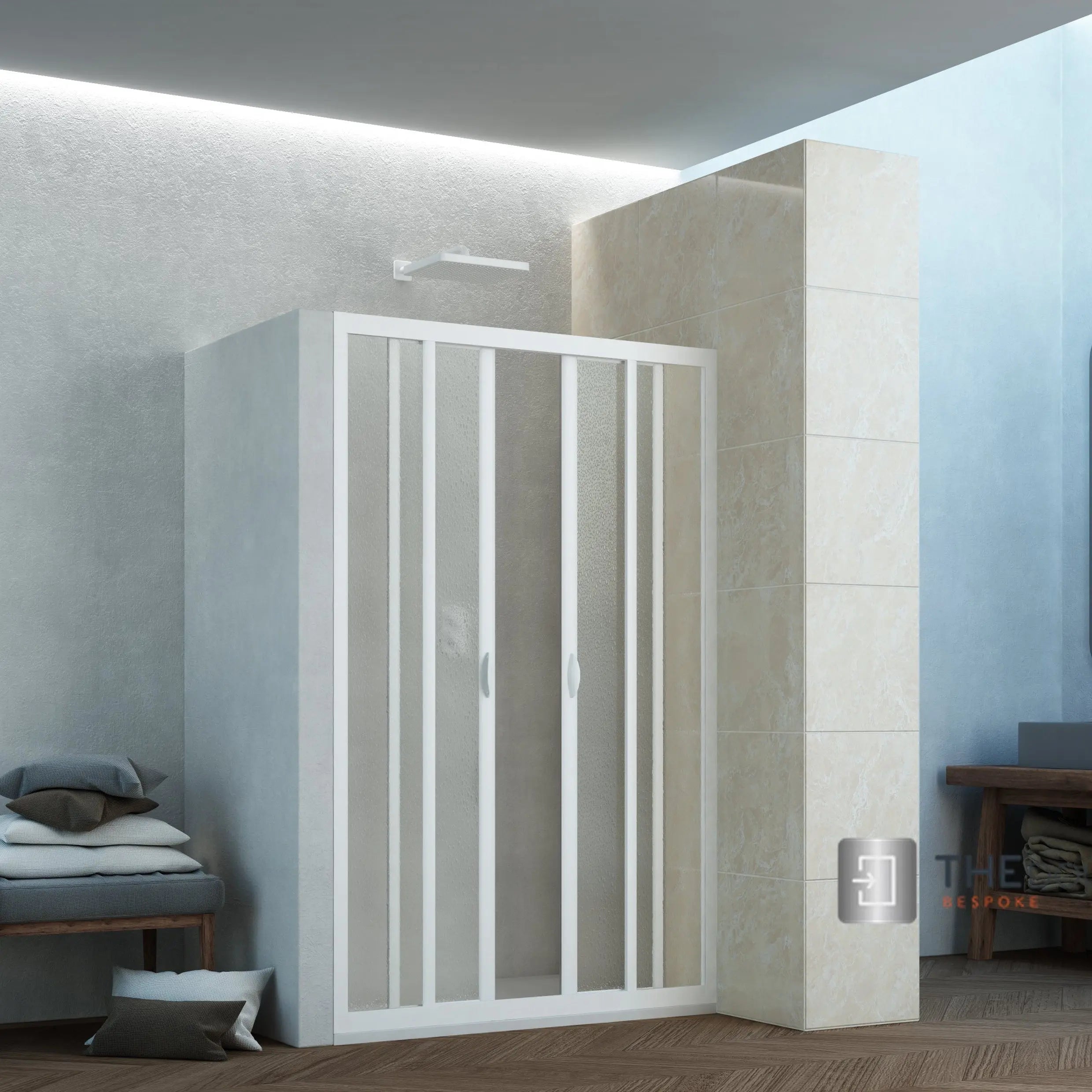 SAFEdour (ZERO Glass) Double Sliding Shower Door for Homes, Public Spaces, Campervans & Motorhomes THEdoûr Bespoke