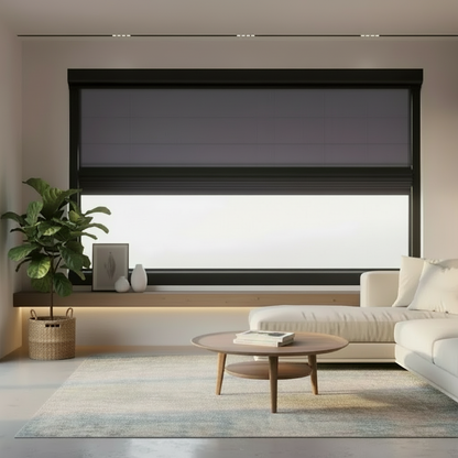 ROLdoûr Bespoke Duo - Vertical Blind – Blackout Retractable Fabric & Net, Made to Measure (1500mm–2000mm Wide x 1500mm–2000mm Tall)