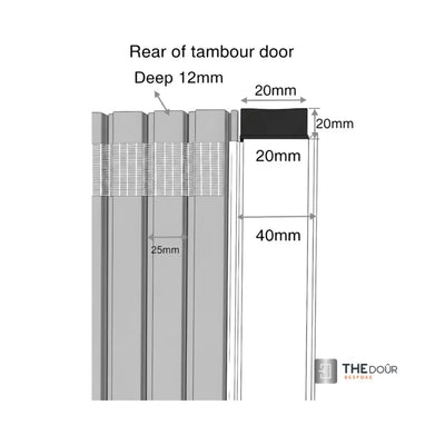 TAMdoûr Tambour Türkit Zuschnitt 1850mm x 700mm mit Flexschiene für geraden Schiebebetrieb mit 90-Grad-Wendung oder gebogenem Abschluss THEdoûr Maßanfertigung