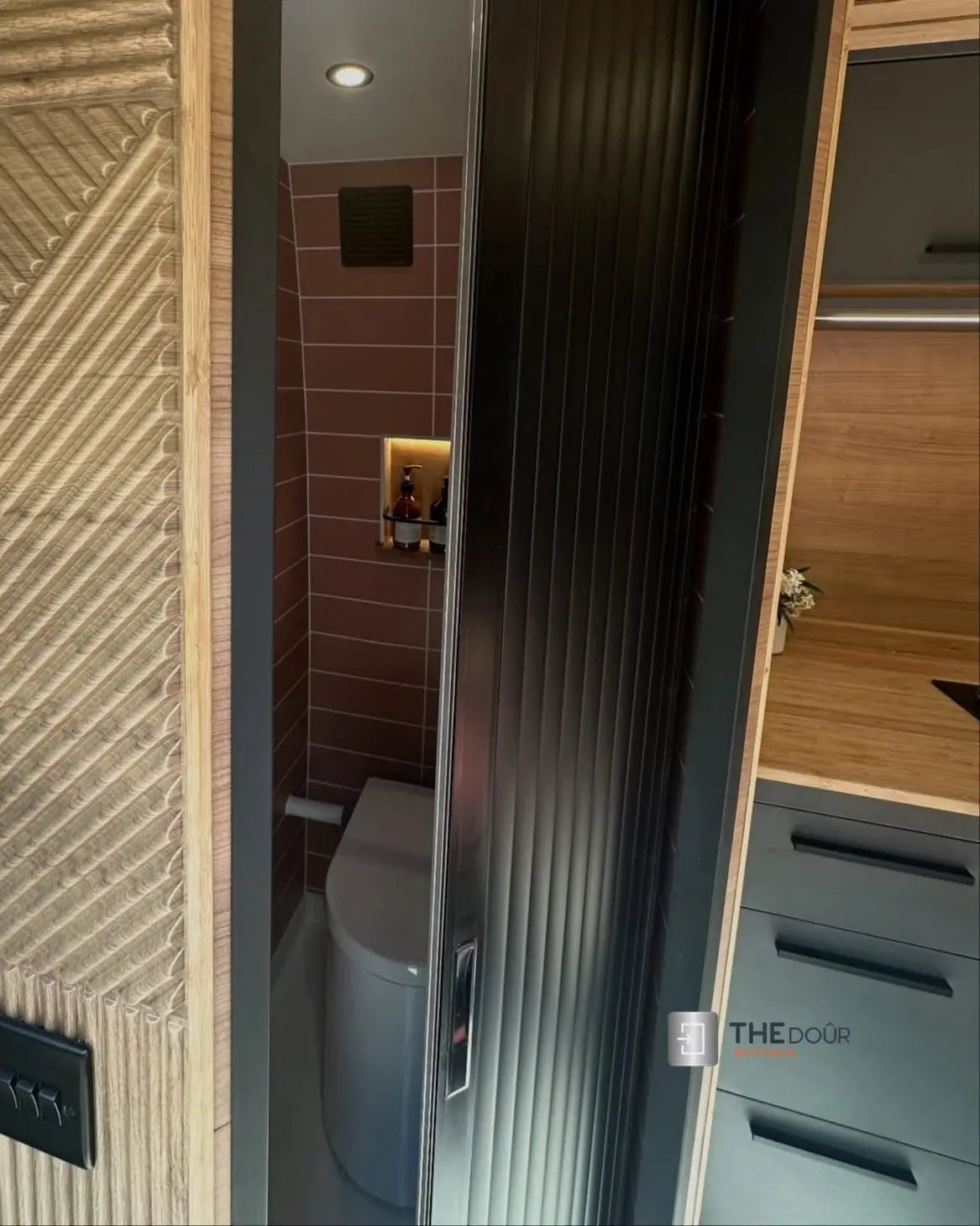 TAMdoûr Tambour Door Kit Cut 1850mm x 700mm with Flex Track for Straight Slide with 90 degree turn or Curved Close Finish THEdoûr Bespoke