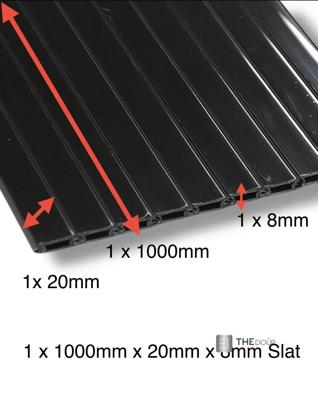 Tambour Door 1 x 1000mm x 20mm x 8mm Slat – High Gloss Black or Silver - TAMdoûr Universal THEdoûr Bespoke