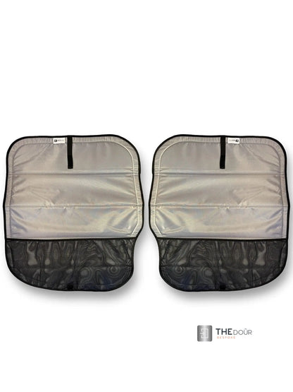 WINdoûr insulated￼ Blackout Covers with Large Net Storage Pocket. Window Covers for Sprinter Rear Doors THEdoûr Bespoke