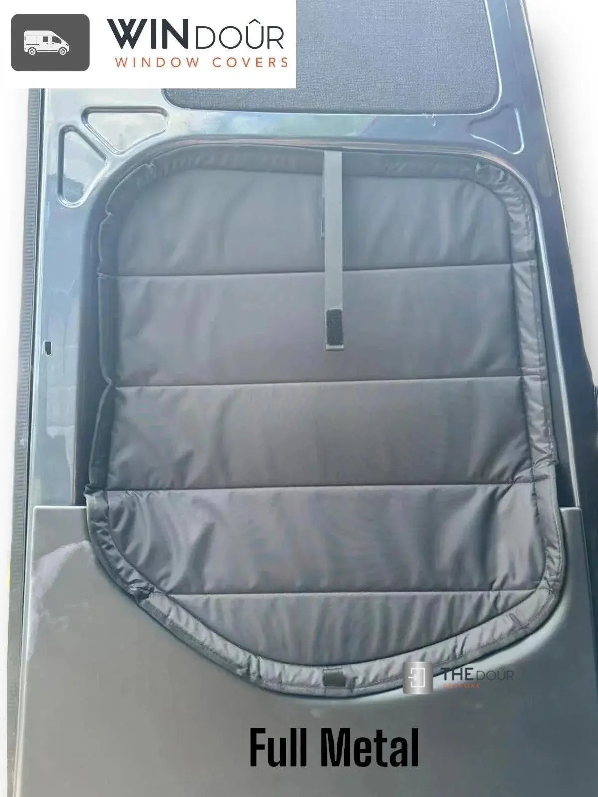 WINdoûr insulated￼ Blackout Covers with Large Net Storage Pocket. Window Covers for Sprinter Rear Doors THEdoûr Bespoke