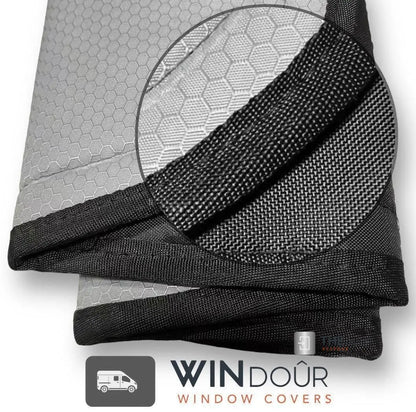 WINdoûr insulated￼ Blackout Covers with Large Net Storage Pocket. Window Covers for Sprinter Rear Doors THEdoûr Bespoke