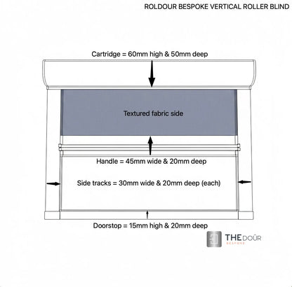 ROLdour Vertical Black out Roller Blind from 1500mm up to 2000mm Wide x up to 1000mm Tall Made to Measure THEdoûr Bespoke