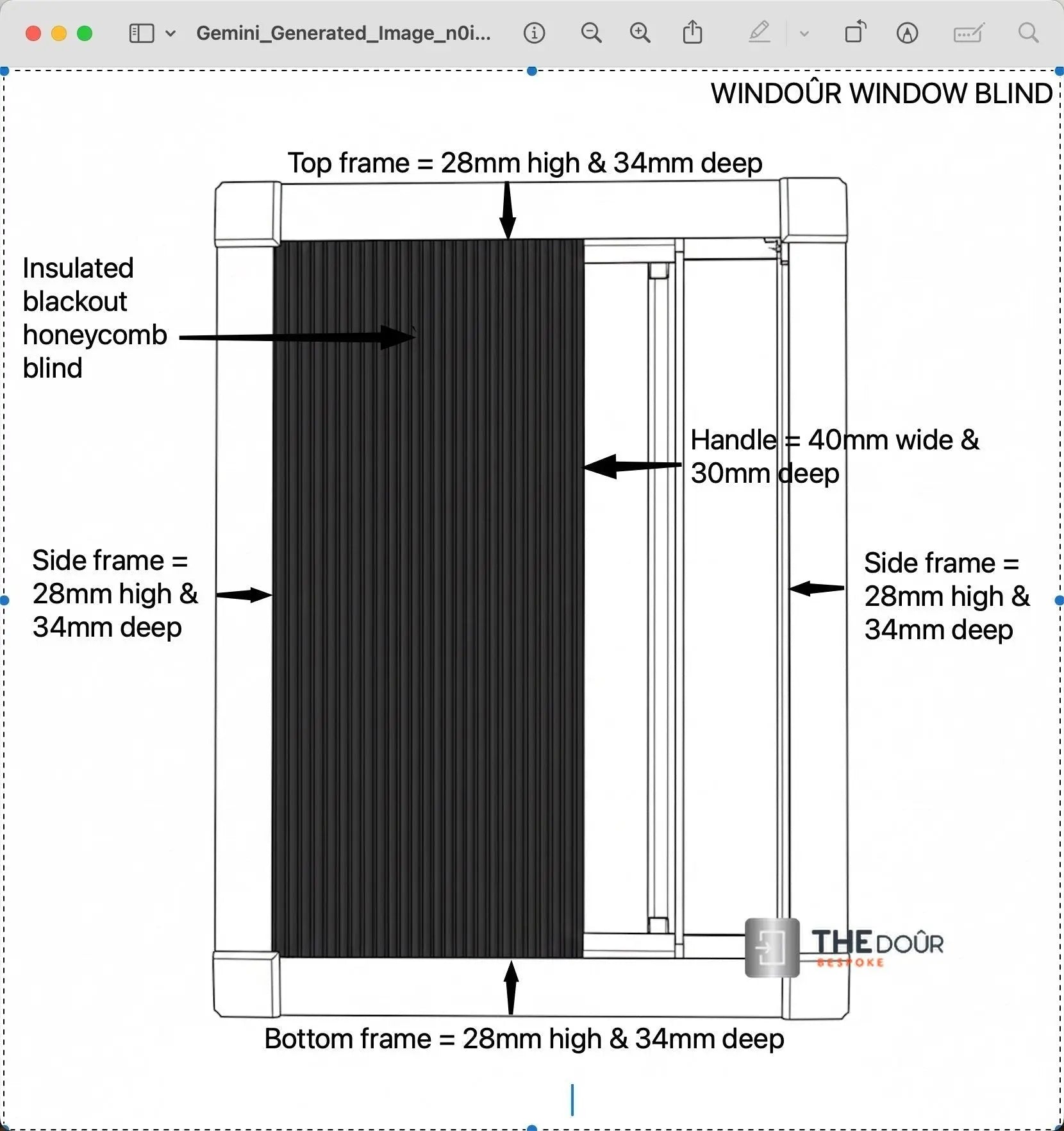 WINdoûr Custom Made Pleated Honeycomb Insulated Blackout Blind or Net 400mm - 1000mm Tall x up to 2000mm Wide THEdoûr Bespoke