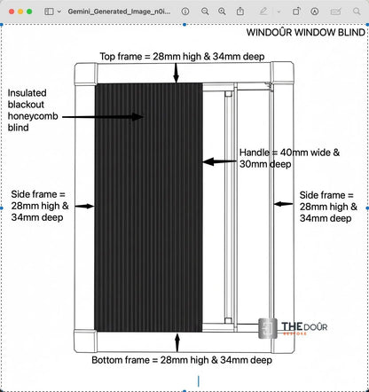 WINdoûr Custom Made Pleated Honeycomb Insulated Blackout Blind or Net 400mm - 1000mm Tall x up to 2000mm Wide THEdoûr Bespoke