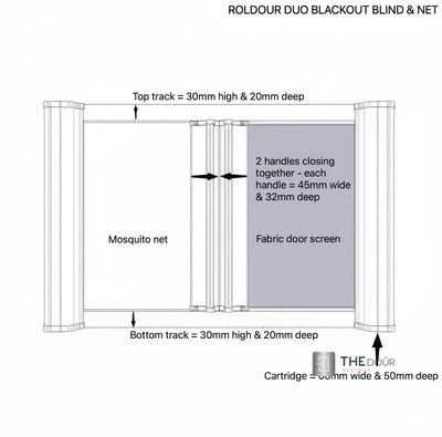 ROLdour Bespoke Large Double Slide Made to Measure Complete Blackout Blind & Net / Screen TAMdour