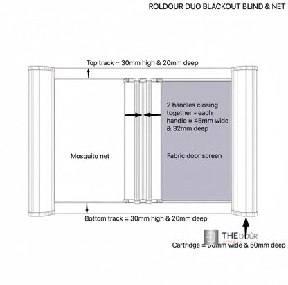 ROLdour Bespoke Large Double Slide Made to Measure Complete Blackout Blind & Net / Screen TAMdour