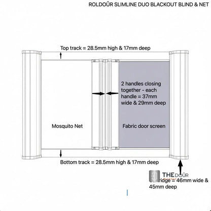 ROLdour Slimline Blind Medium Size, Double Slide Made to Measure Complete Blackout Blind & Net / Screen TAMdour