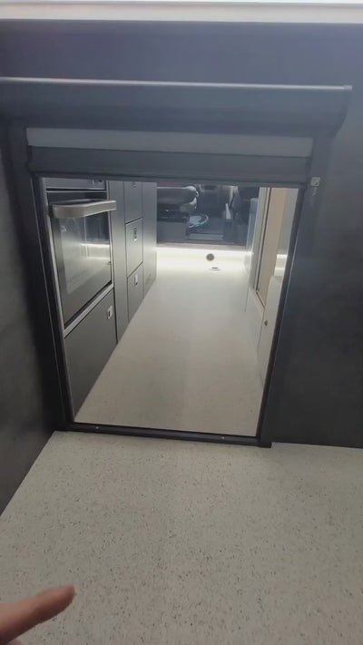 ROLdour Kleine Maßanfertigung, platzsparende horizontale oder vertikale Schiebetür / -screen, wasserdicht, lichtundurchlässig in leichtem Aluminiumrahmen
