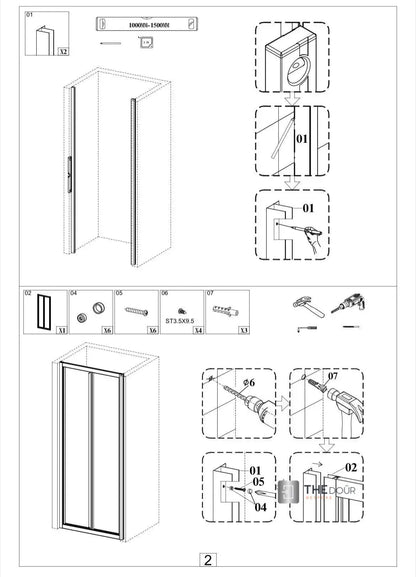 FOLdoûr Bi Fold Accordion Aluminium Frame Frosted Acrylic Shower Screen Door Designed for a Campervan FOLdoûr