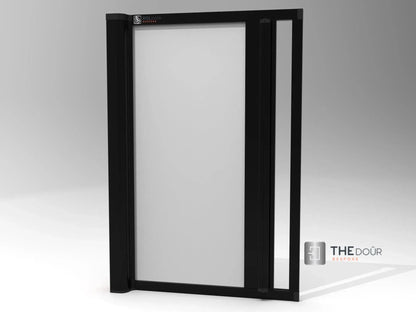 ROLdour Duschtür-Set, glänzend schwarz, einziehbar, wasserdicht, für Wohnmobile und Wohnmobile, Tambour-Alternative THEdoûr Bespoke