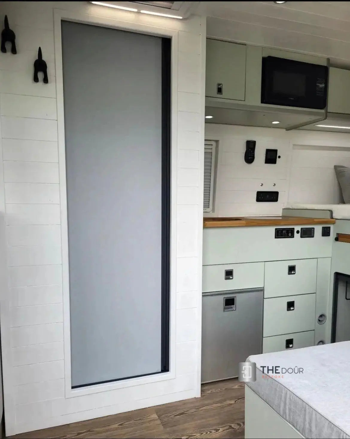 ROLdour Single Retractable door kit - Gloss Black frame-TAMdour-Dark grey,door,Drak grey,retractable dark grey door,ROLdour,shower,shower door