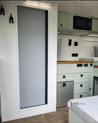 ROLdour Single Retractable door kit - Gloss Black frame-TAMdour-Dark grey,door,Drak grey,retractable dark grey door,ROLdour,shower,shower door